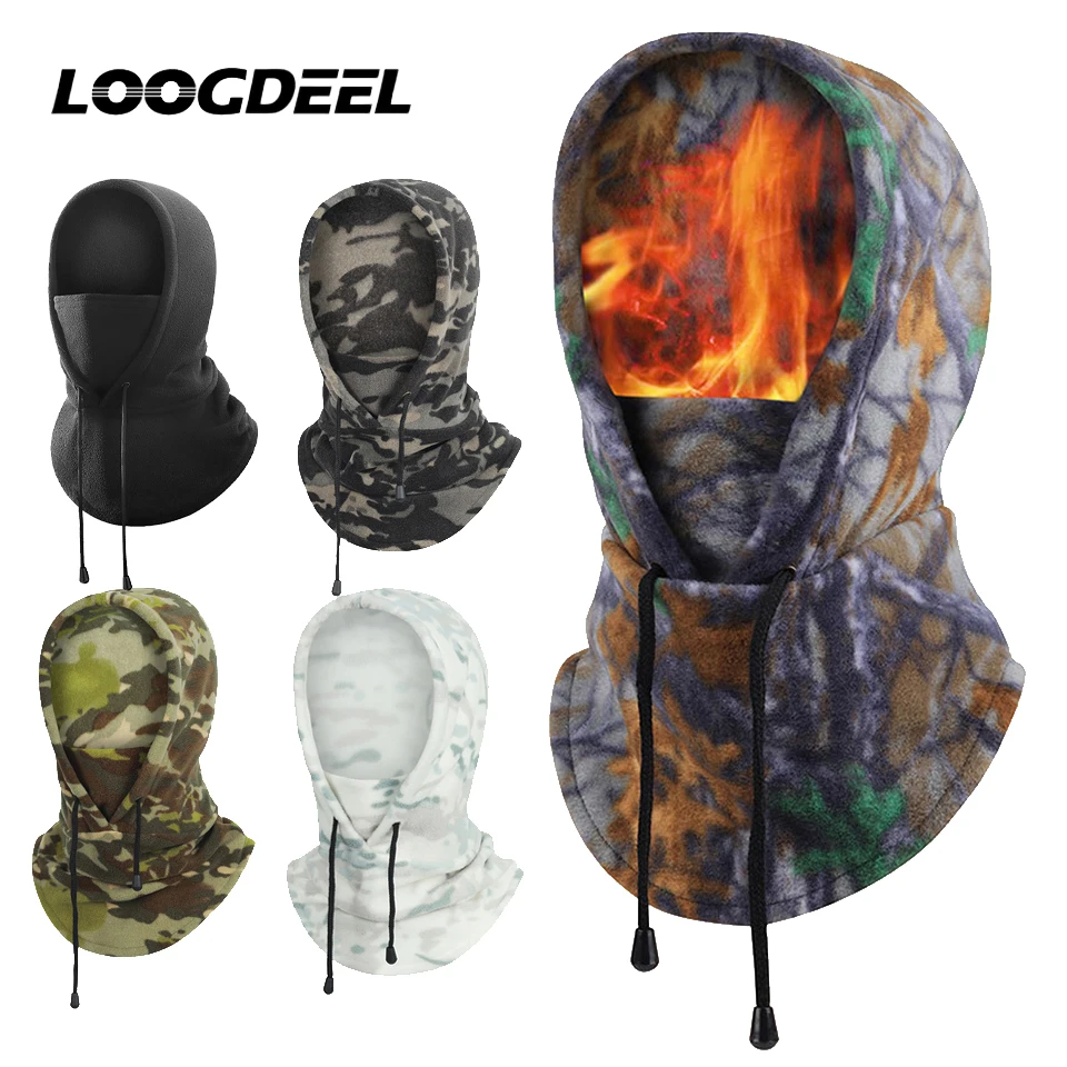 LOOGDEEL Winddichte Thermo-Kopfbedeckung, Mützen, Bandana, warme Fleece-Sturmhaube für Herren, Winter-Gesichtsmaske, Halswärmer, Kapuzenkappe