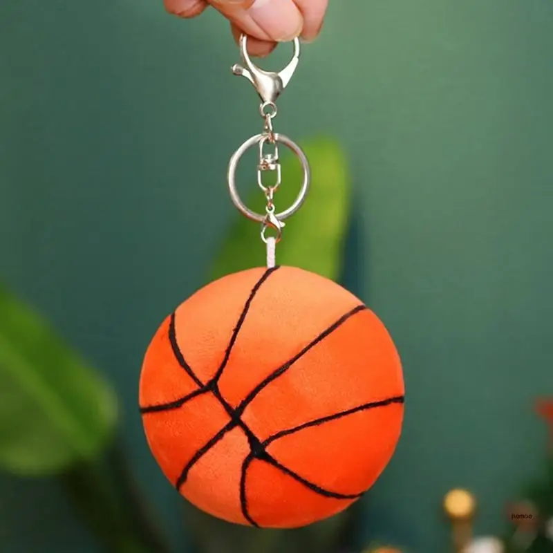 Plush Football/Basketball Keychains Pendant Car Keyring Backpack Bag Charm