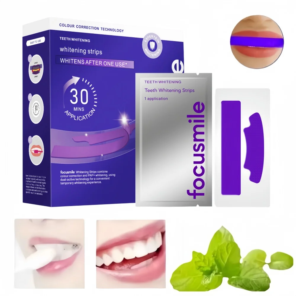 14 Pairs Purple V34 Teeth Whitening Strips Teeth Cleaning Stickers Oral Hygiene Care Stickers Tools Teeth Cleaning Care Patches