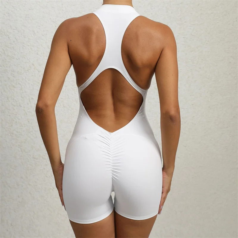 TRY TO BN Sexy Sports Jumpsuit Back Hollow Fitness Yoga Pants Front Zipper Bodysuit Workout Clothing Gym Activewear Tights Women