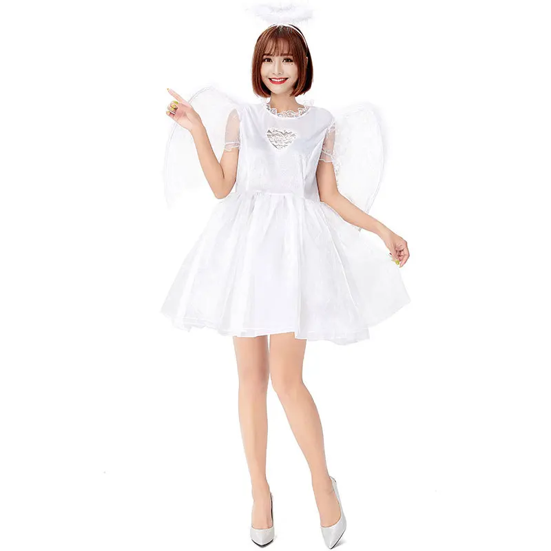 Seksowny strój aniołka z koronki, bufiaste spódnice na Halloween, etniczny kostium sceniczny dla kobiet, bez numeru rejestracyjnego marki.