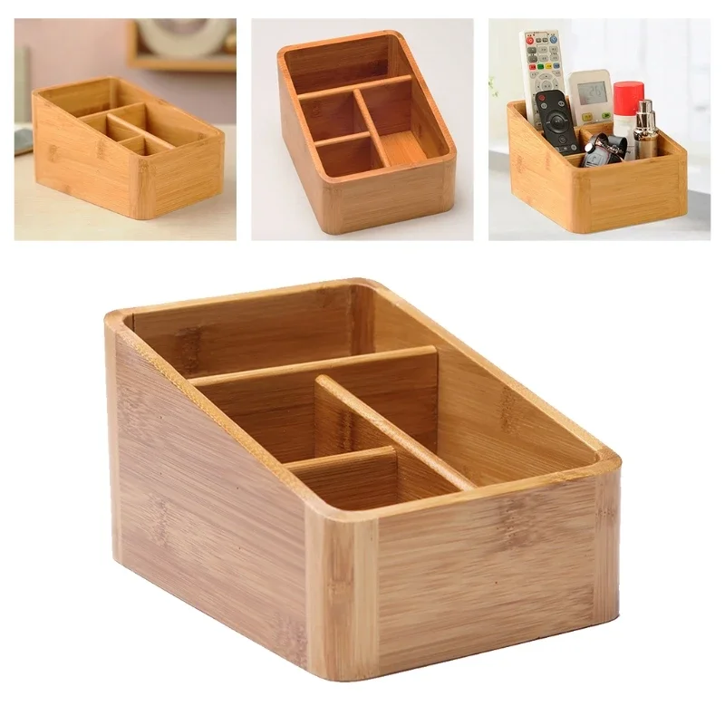 Remote Control Holder  Collection Cosmetics Receipt Inclusion Organizer Storage Box Wooden Box Organizer Box Househo