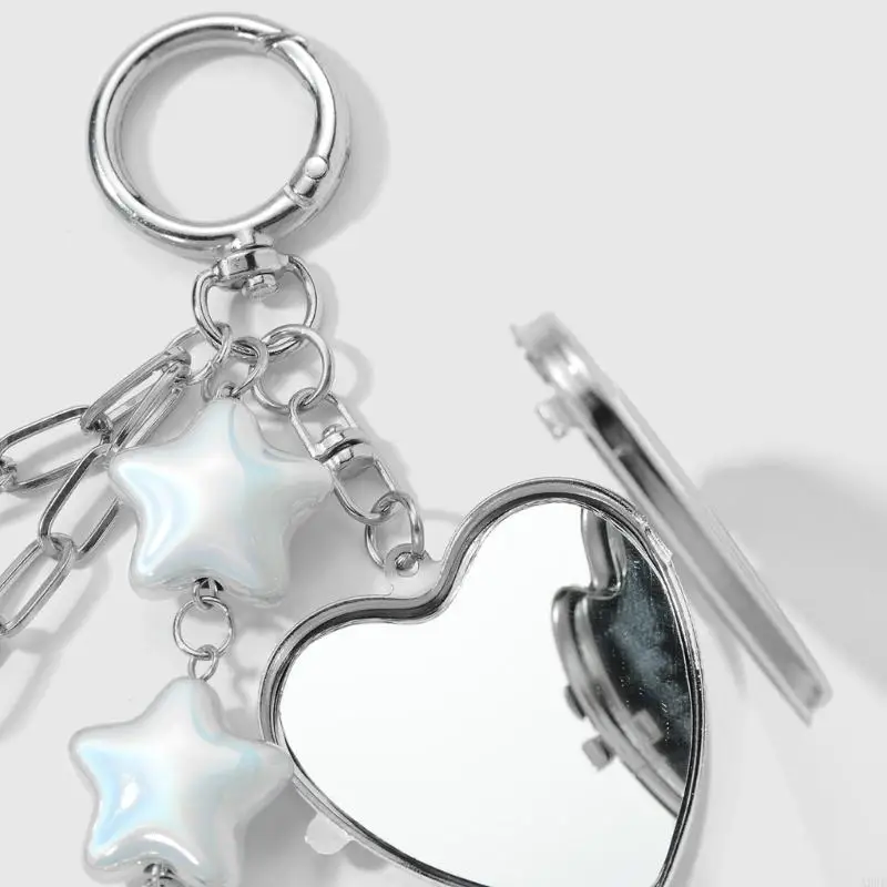 سلسلة مفاتيح كلاسيكية على شكل نجمة لحقائب المفاتيح وحقيبة الظهر للاستخدام اليومي وإكسسوارات المفاتيح المزخرفة حلية فضية A2UB