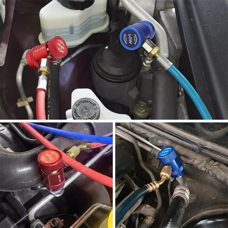 

2Pcs R1234yf Quick Connector Adapter Auto AC High/Low Side R1234yf Quick Couplers Refrigerant Adapters Conversion Kit