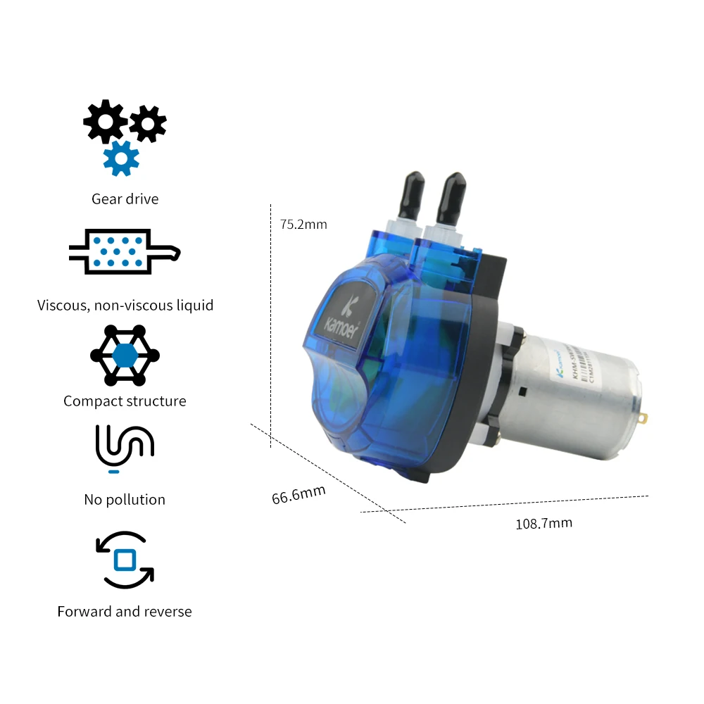 Kamoer-bomba peristáltica de alto flujo, bomba dosificadora con Motor de CC de 12V y 24V, con Norprene/silicona para alimentos y bebidas, KHM3,