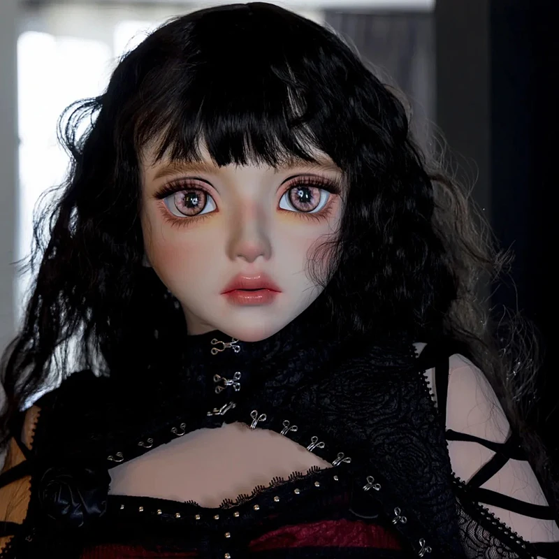 Maski BJD z żywicy, półgłowa/cała głowa, oczy Kigurumi, crossdress, cosplay, japońskie anime, maski Lolita, oczy i peruka
