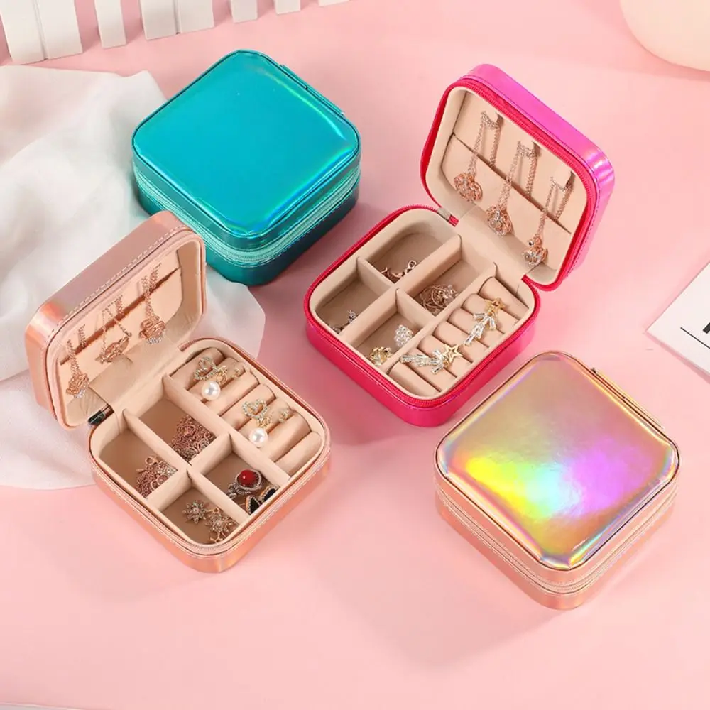 

PU Leather Jewelry Packing Bag Laser Multi-function Mini Jewelry Display Box Necklaces Rings Organizer Earrings Storage Case