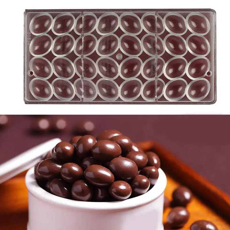 Chocolate Mold Hard Joined Row Plastic Polycarbonate Small Egg Mold Multi-Compartment Transparent Chocolate Baking Mold