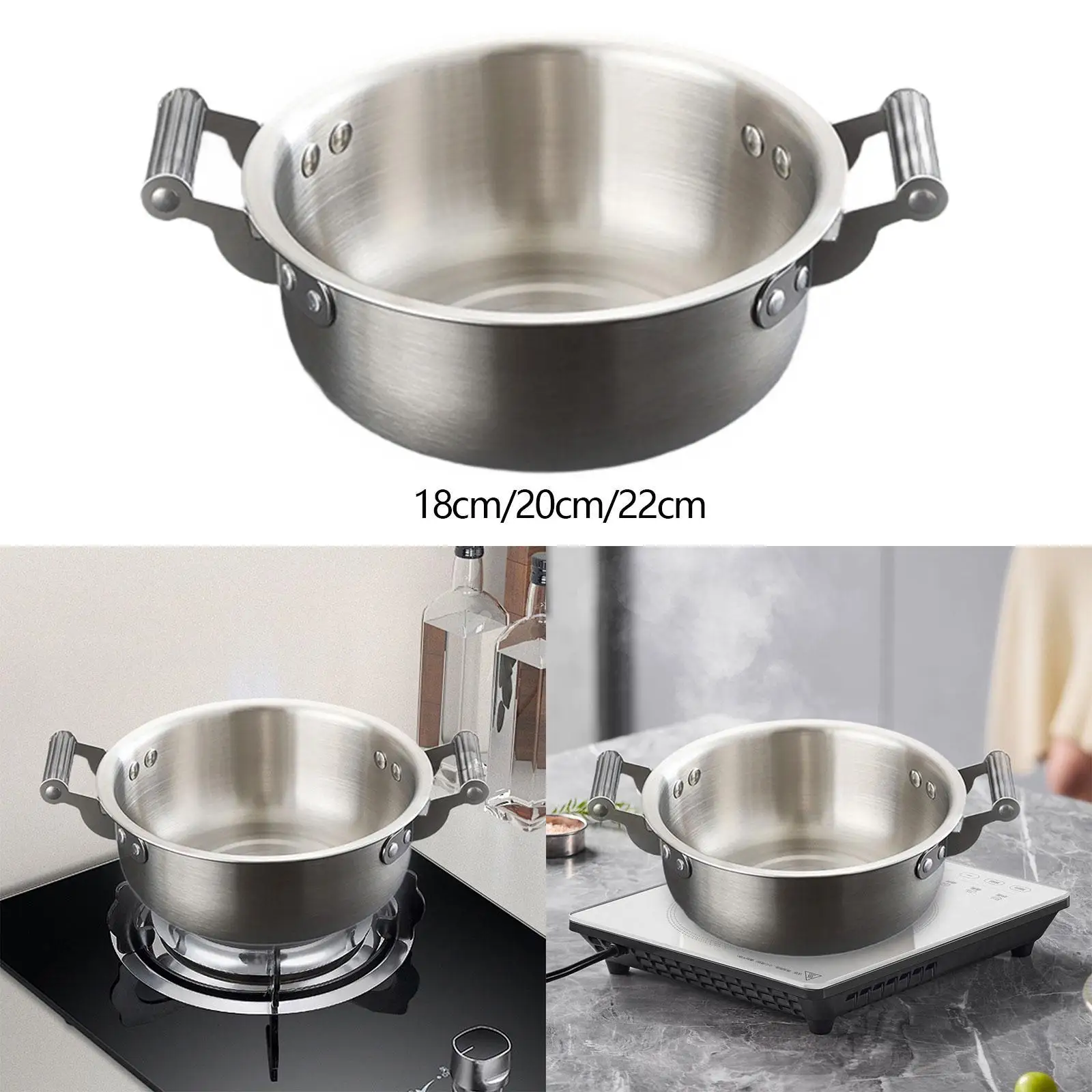 

Korean Ramen Pot Double Ear Household Stainless Steel Instant Noodle Pot