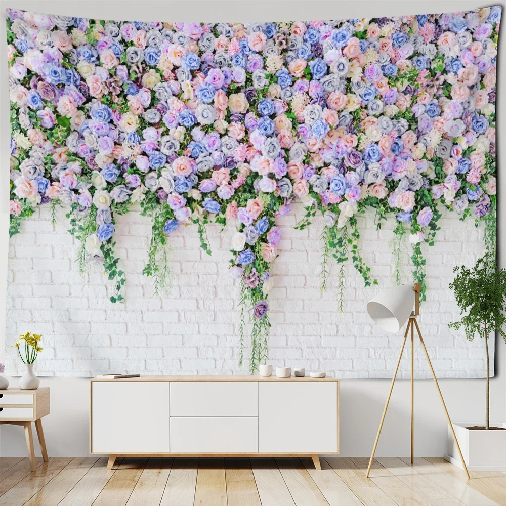 Wall hanging rose print pattern tapestry art natural scenery aesthetic room home room decoration tapestry