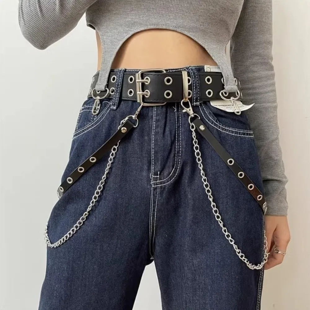 قابل للتعديل JK المرأة حزام الخصر الهيب هوب القوطية بولي Leather حزام جلد حزام الكتف انفصال تنورة حزام ملهى ليلي