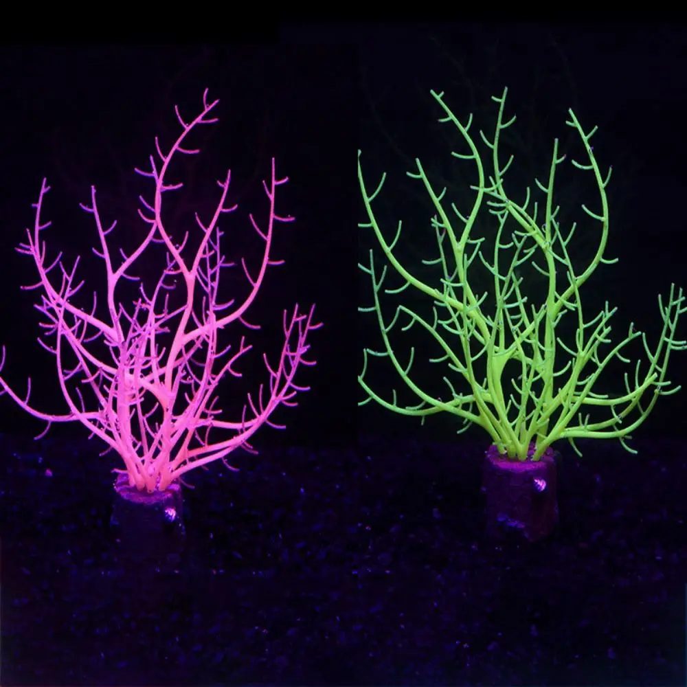 Fish Tank Coral Plants Underwater Ornament Silicone Glowing Artificial Coral Aquarium Simulation Noctilucence Coral