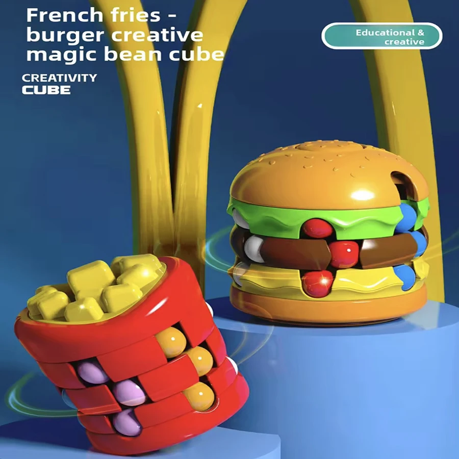 

BurgerRubik's Cube, French Fries, Magic Bean, Stress Reducing Fidget SpinnerRotating Ball，Children's Educational Toy