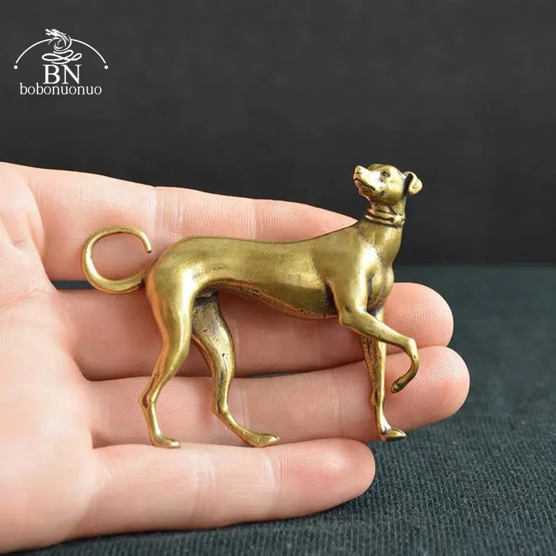 Solid Brass Loyal Dog Desk Ornaments Vintage Copper Animal Miniatures Figurines Decorations Gifts Home Decor Crafts Accessories