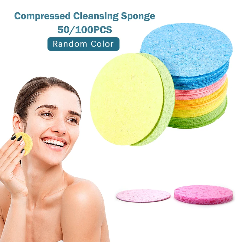 

Wholesale 50/100PCS Compressed Natural Cellulose Facial Cleansing Sponge