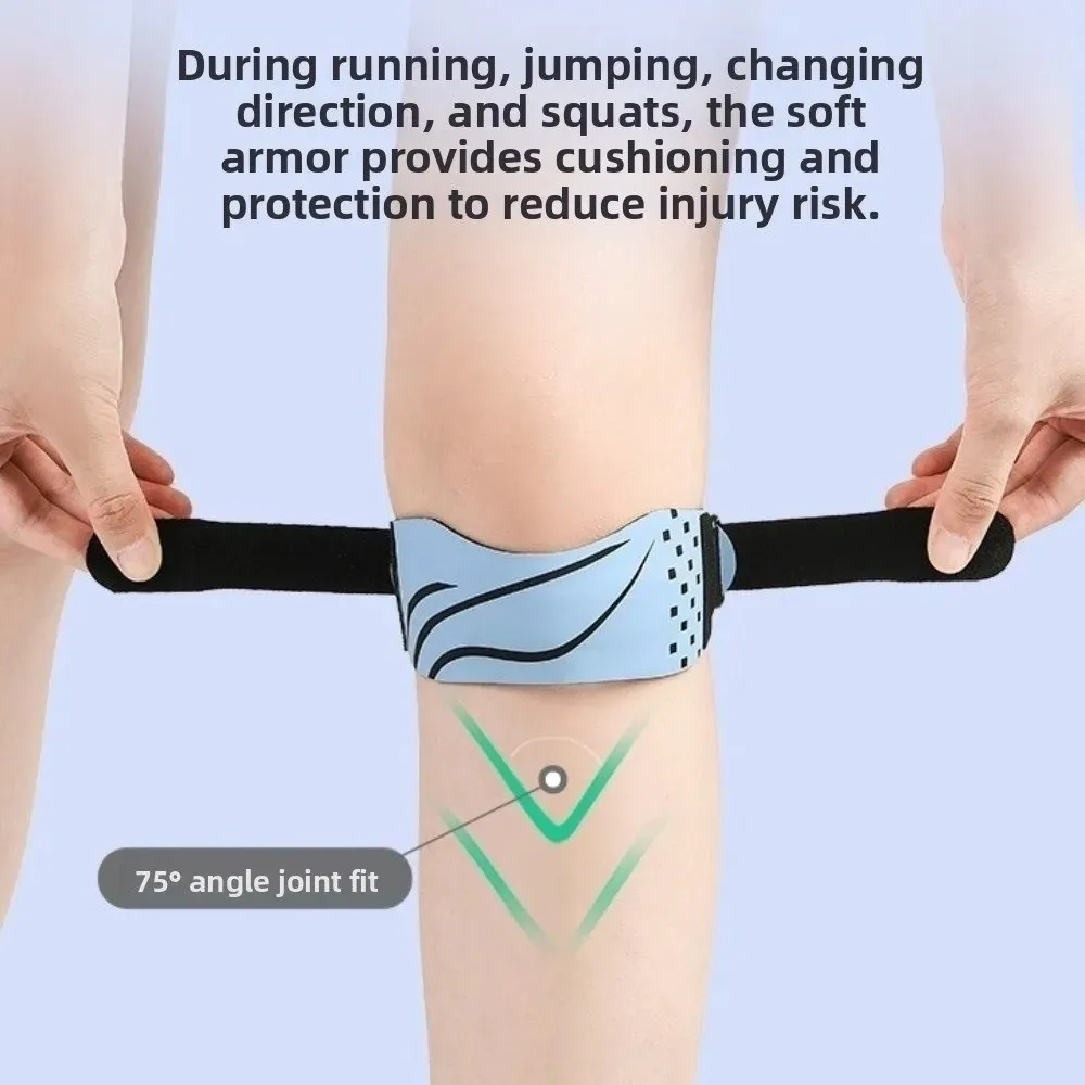 Cinto patelar ajustável respirável, absorção de choque, protetor de joelho de nylon, silicone, elastano, corrida