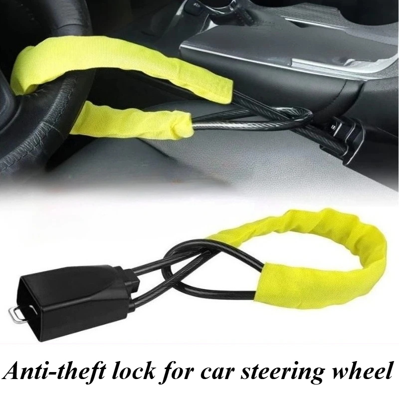 

Для универсального автомобиля, многофункциональный замок на руль с выдвижным стальным тросом, пряжка ремня безопасности, замок, защита от кражи