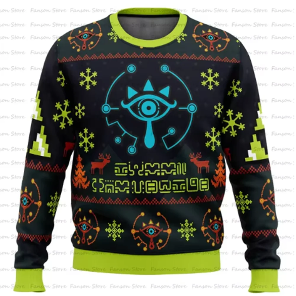 Majoras máscara sem costura padrão zelda feio camisola de natal outono feminino masculino pulôver topos 2025 moda casal moletom com capuz