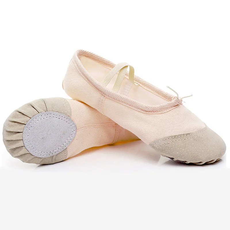 USHINE zapatos de ballet con cabeza de tela para niña, bailarina de lona de suela suave, práctica de pies, bailarina, zapatos de baile para adultos