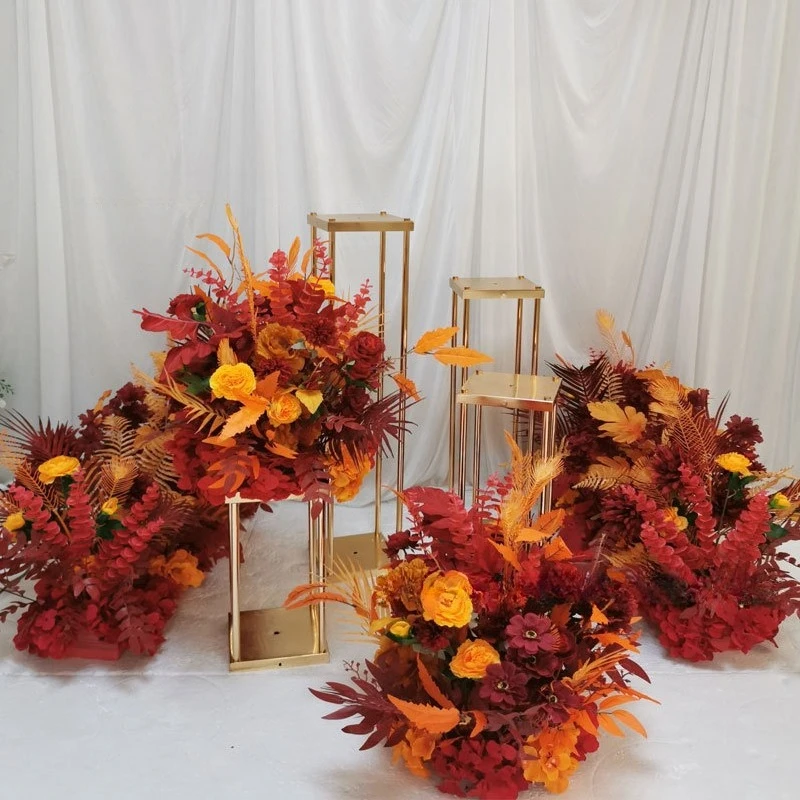 Square Frame, Electroplated Geometric Guided Flower Stand Stage Stand, Ironwork Celebration Decorative Rack