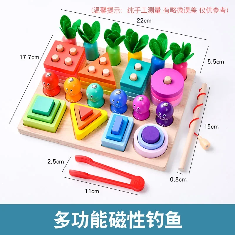 Montessori Wood Toys for Kids Wooden Sorting Stacking Toys for Baby Toddlers Educational Shape Color Sorter Preschool Kids Gifts