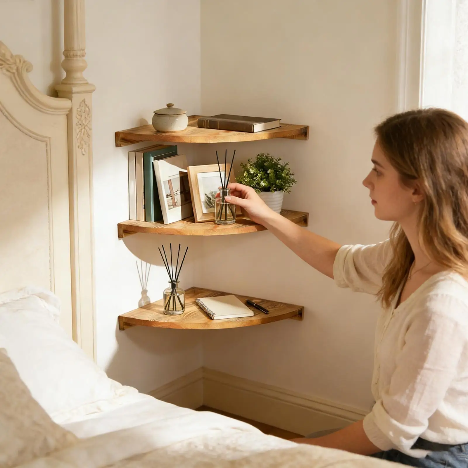 Floating Shelves For Wall Rustic Wall Mounted Plants Books Display Shelf Storage Display Shelves For Bedroom Kitchen Living Room