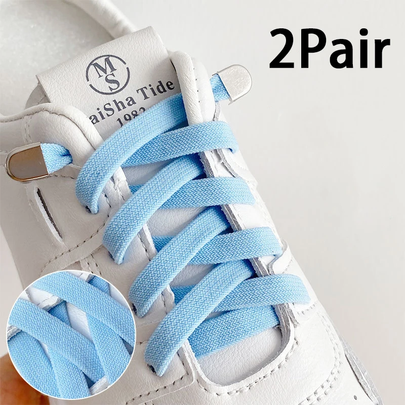 

2Pair No Tie Shoe laces Elastic Laces Sneakers Tennis Flat Shoelaces without ties Kids Adult 8mm Wide Shoelace Shoes Accessories