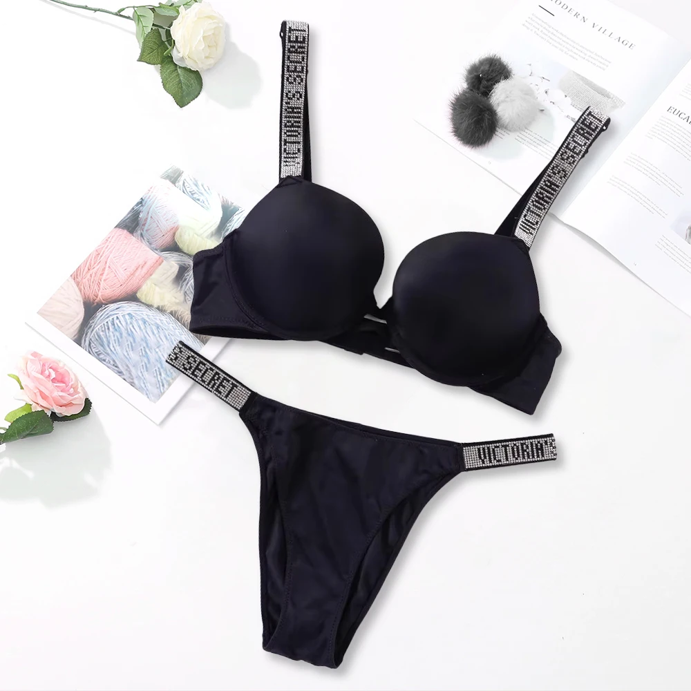 Victoria's Secret damesmode-lingerieset, sexy ademend, zacht, veelzijdig shapewear, sexy lingerie bh en slipje set, push-up