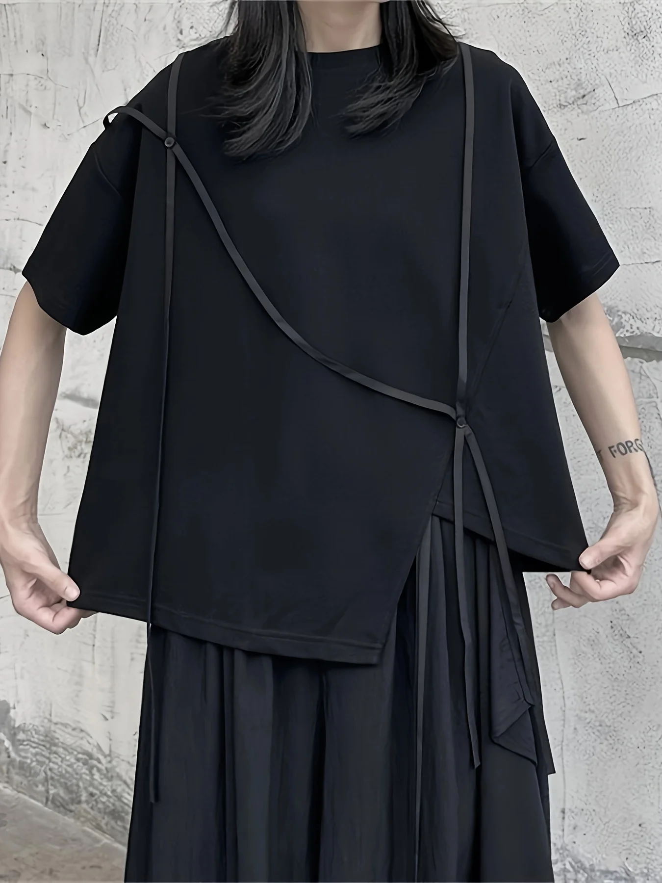 Summer New Unique Asymmetrical Stylish Top Korean Version Regular Style Shirt Fashionable Trendy Casual Wear
