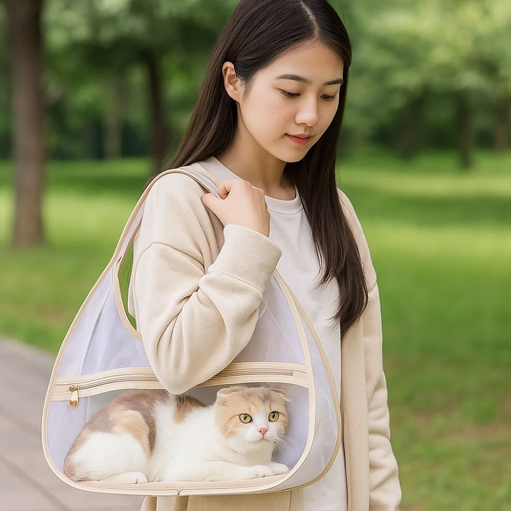 

Single Shoulder Breathable Pet Carrier Bag Mesh Large Space Portable Pet Bag Nylon Cat Backpack Outdoor Travel