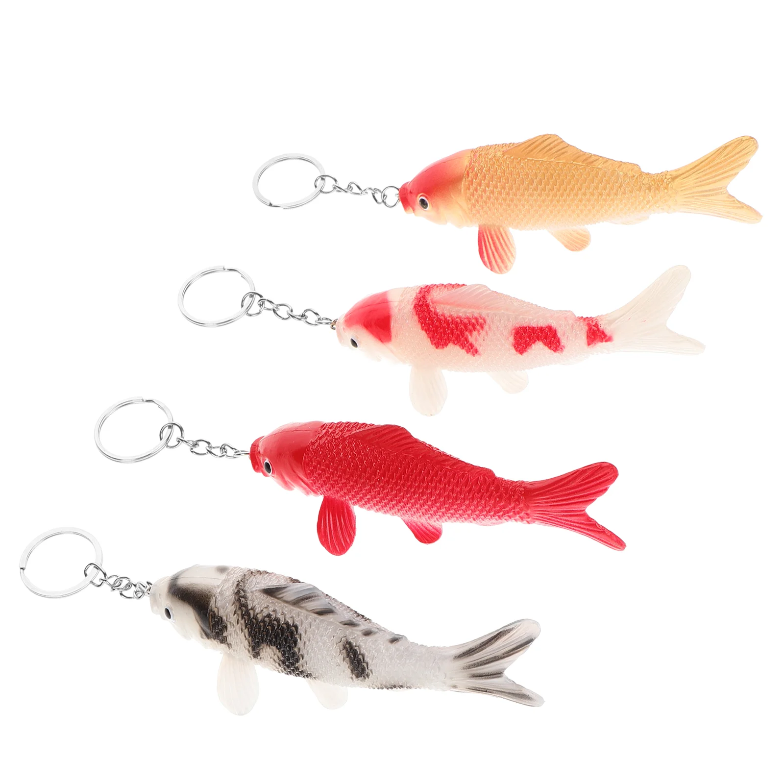 4 Pcs Cute Fish Keychain Children's Party Gifts Mini Animal Model Plastic for Bag Decor Lifelike Key