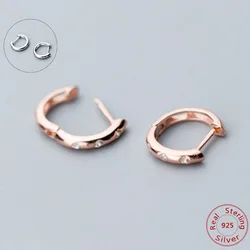 925 Sterling Silver Simple U Shape AAA+Cubic Zirconia Small Hoop Earring for Women Top Quality 925 Silver Jewelry Rose Gold