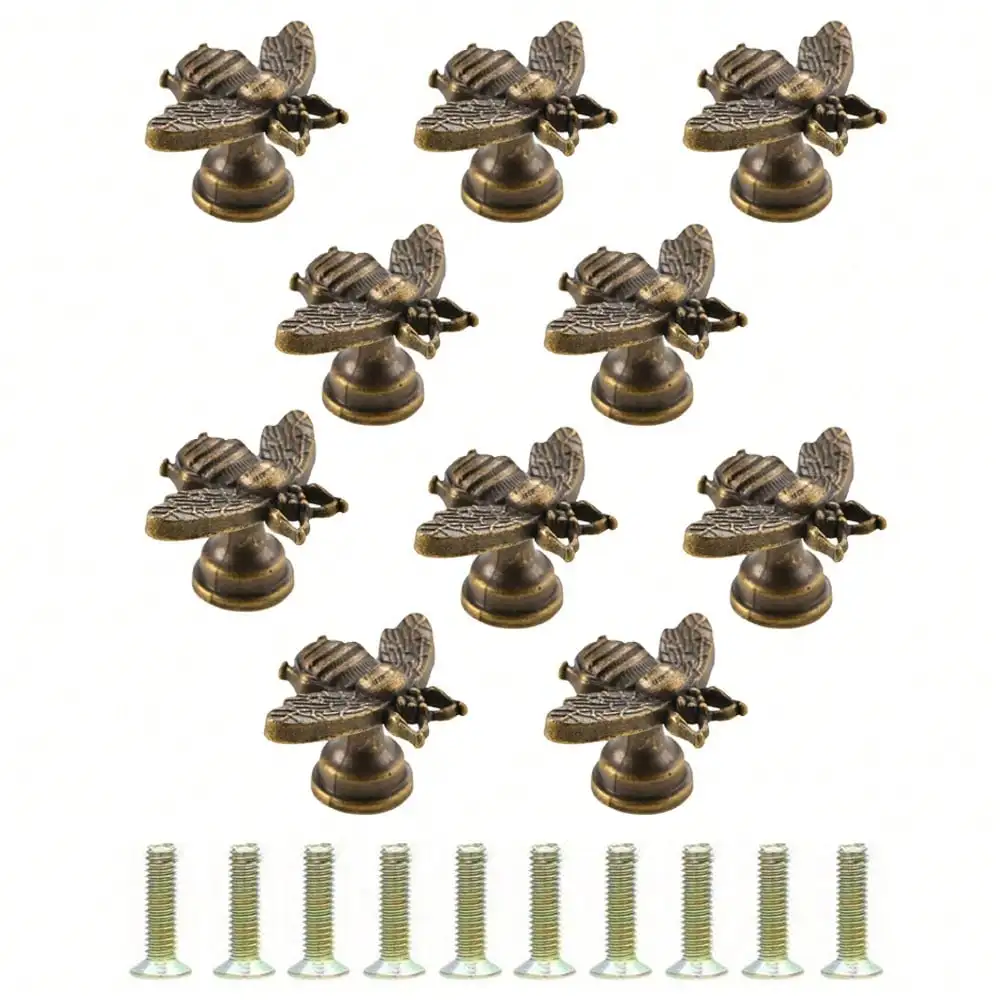 10Pcs Antique Alloy Small Cabinet Knob Creative Bee Knobs for Furniture Single Hole Scandinavian Style Wardrobe Closet Door Pull