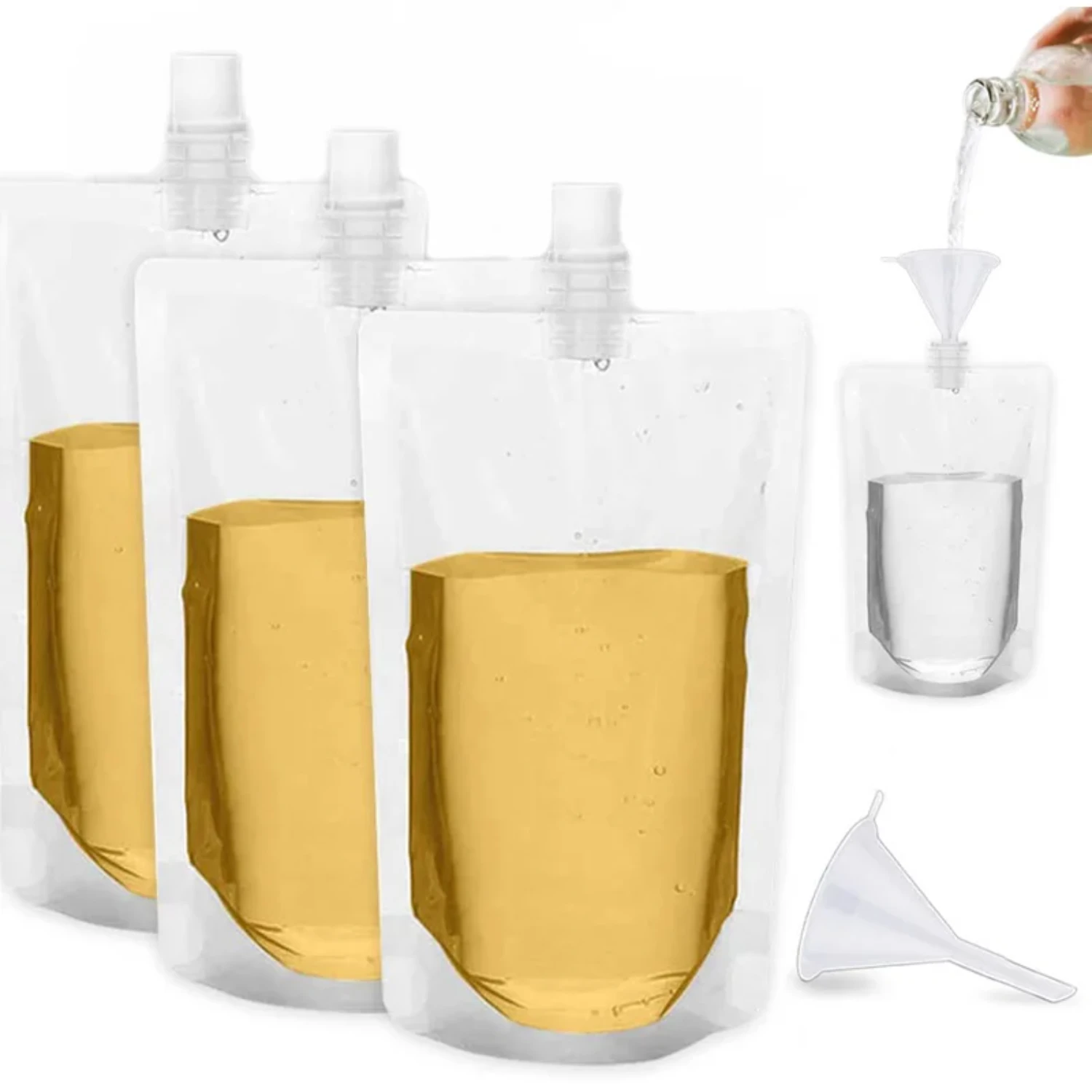 Transparent Portable Reusable Divided Plastic Spout Pouch for Liquid Drinks Milk Juice Water Wine - Sealed Packaging