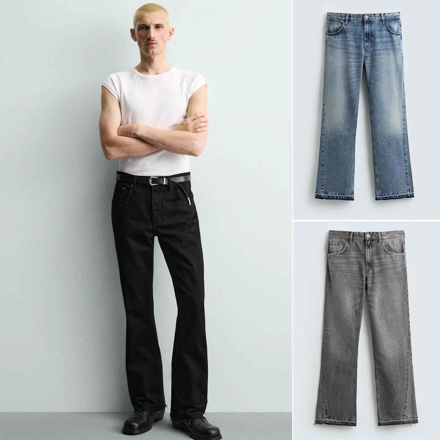 

Новые мужские джинсы-клеш со средней посадкой, облегающие, с эффектом потертости, дышащие, приятные к телу, весна-лето