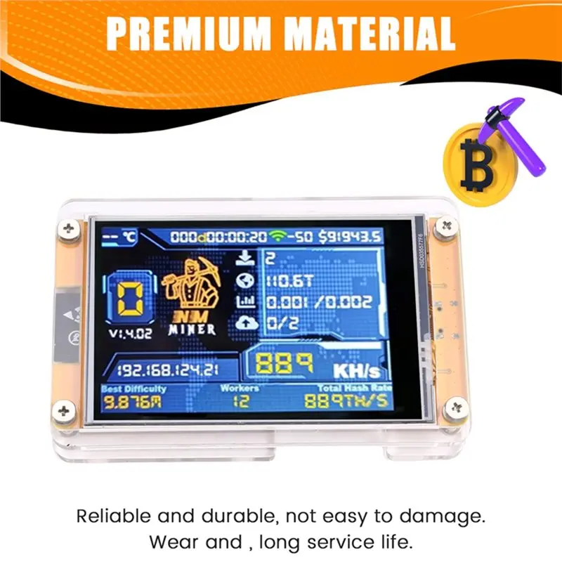 Ingenious-880KH/S Nmminer Nerdminer Harshrate atualizado 3,5 polegadas Display inteligente Bitcoin Crypto Solo Lottery Miner Nerdminer