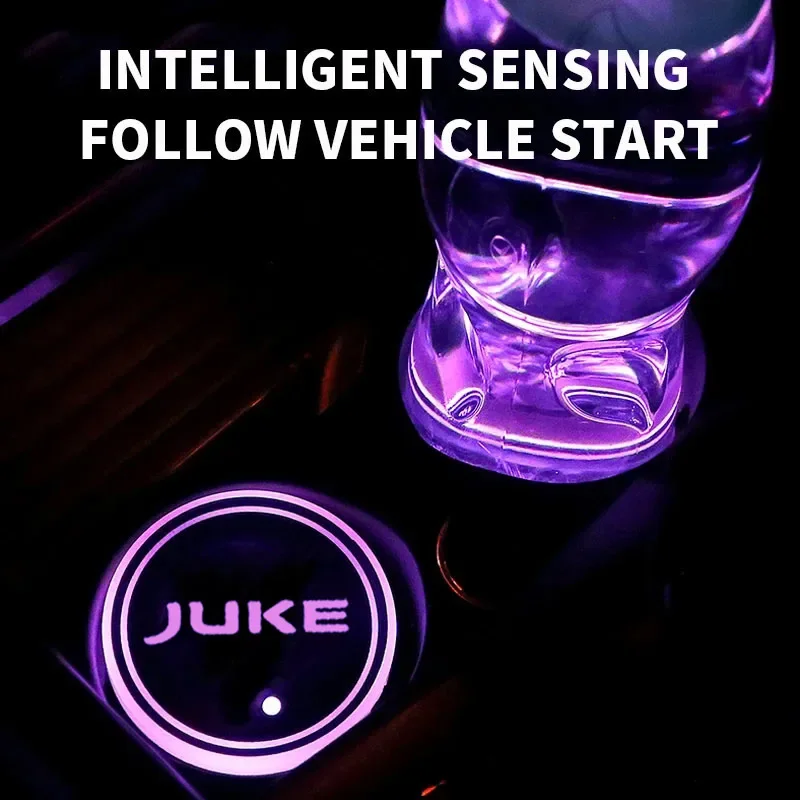 New for Nissan JUKE 2015-2021 2022 2023 car luminous water coaster anti-skid pad car LED colorful modified atmosphere lights