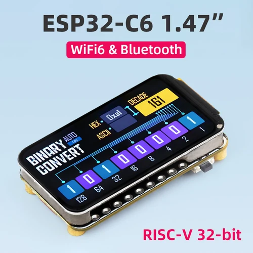 Waveshare ESP32-C6 Pantalla de 1,47 pulgadas Placa de desarrollo RISC-V WiFi 6 y BT ESP32 Pantalla de 1,47 ""LCD 172 × 320 para AIoT GUI LVGL HMI