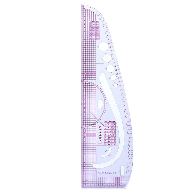 3245 Plastic Transparent French Curve Ruler SplIne Sewing Patchwork Feet Tailor Yardstick Cloth Cutting Rulers