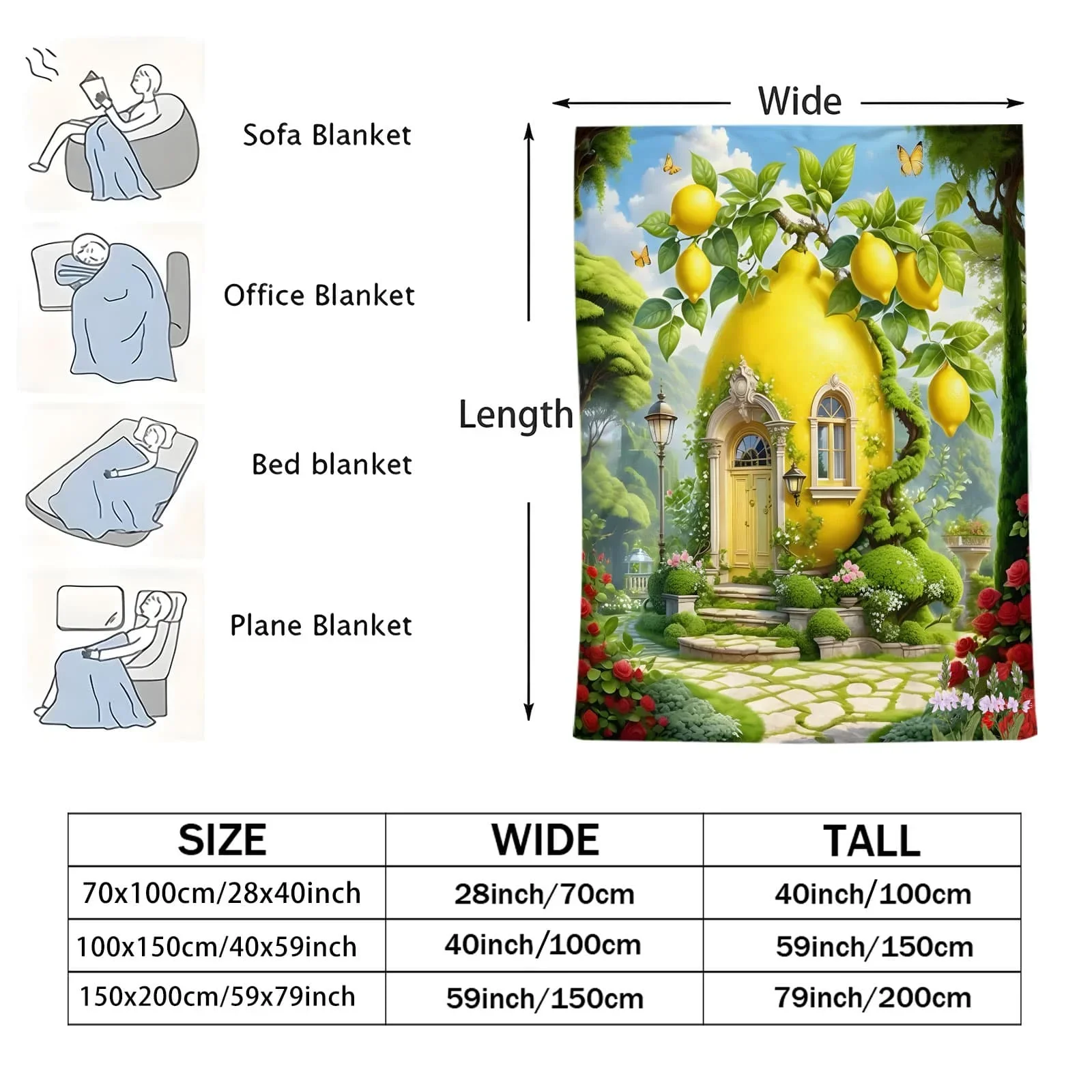 مسحور الليمون مانور كوخ والوردي والأرجواني الجليدية الجنية البيت بطانية قطيفة-Whimsical الخيال لينة رمي ل أريكة ديكور المنزل هدية #2