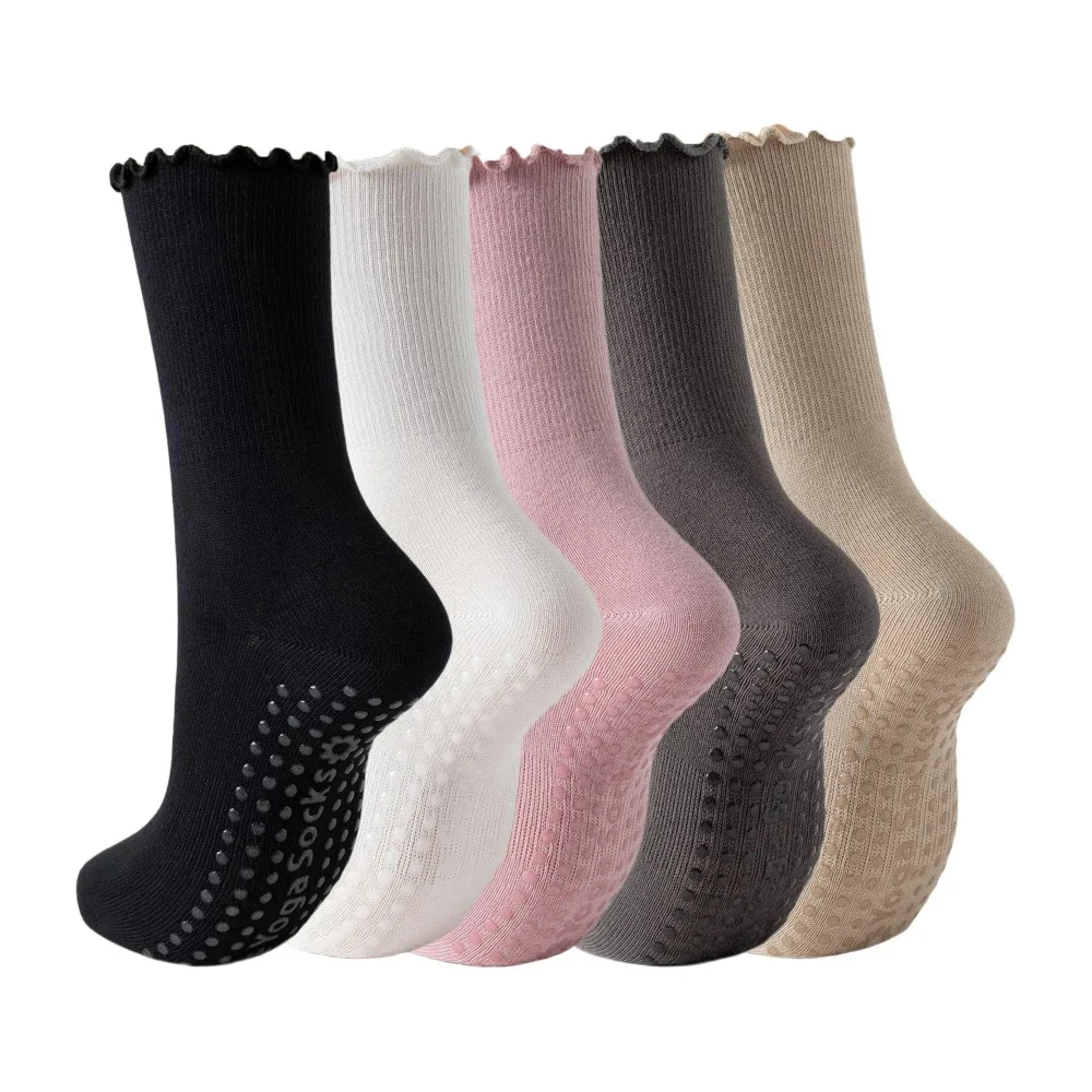 

Pilates Socks with Grips Non-slip Ruffle Yoga Sock Grip Sock for Women