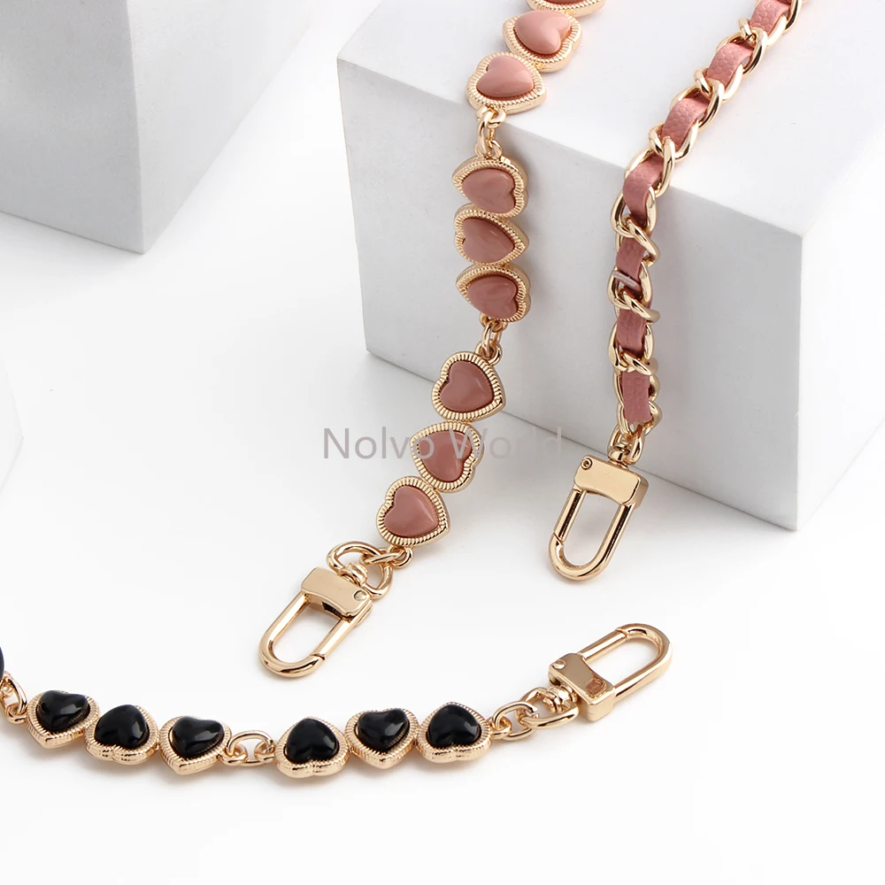 1/3/10PCS 65CM 9mm Metal PU Heart Leather Chains For Replacement Lanyard Mobile Phone Handbag Bags Belt Crossbody Accessories