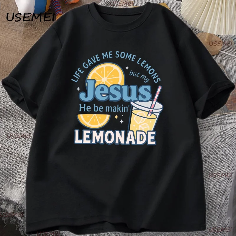 Life Gave Me Some Lemons But My Jesus T Shirt Lemonade Tee Child of God Faith Christian Bible Verse T-shirt Men Women Clothes