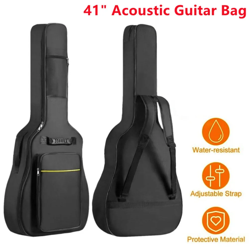 Acoustic Guitar Bag Backpack Bag Black Case Double Guitar Padded Straps Useful Practical Top Sale Duable Newest