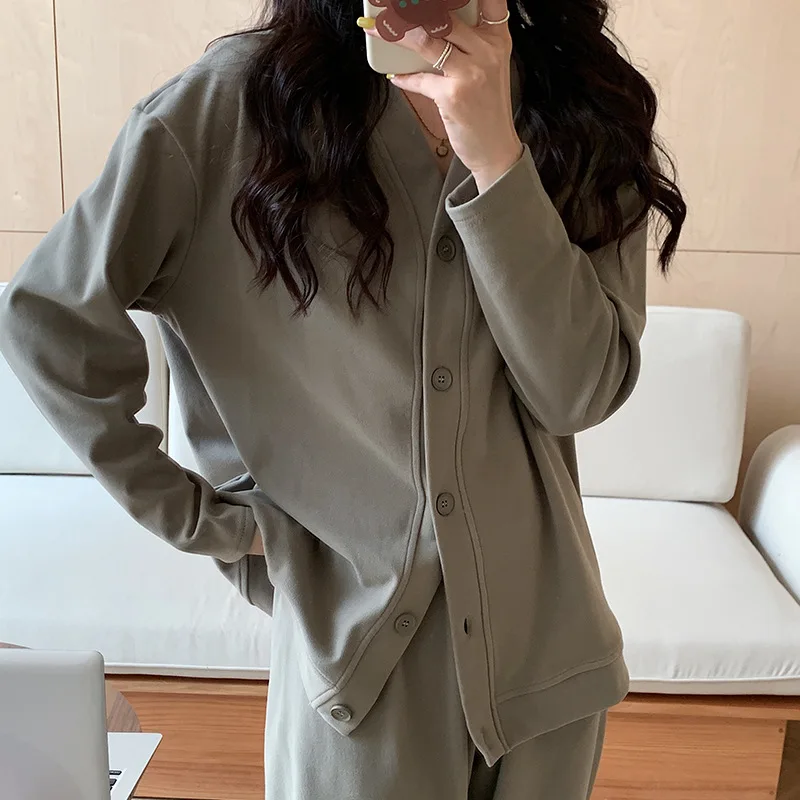 Pyjama Femme Sleep Women\'s Pajamas Warm Autumn Winter Nightwear Set New Long-sleeve Long Pants Suit Casual Home Wear Clothing