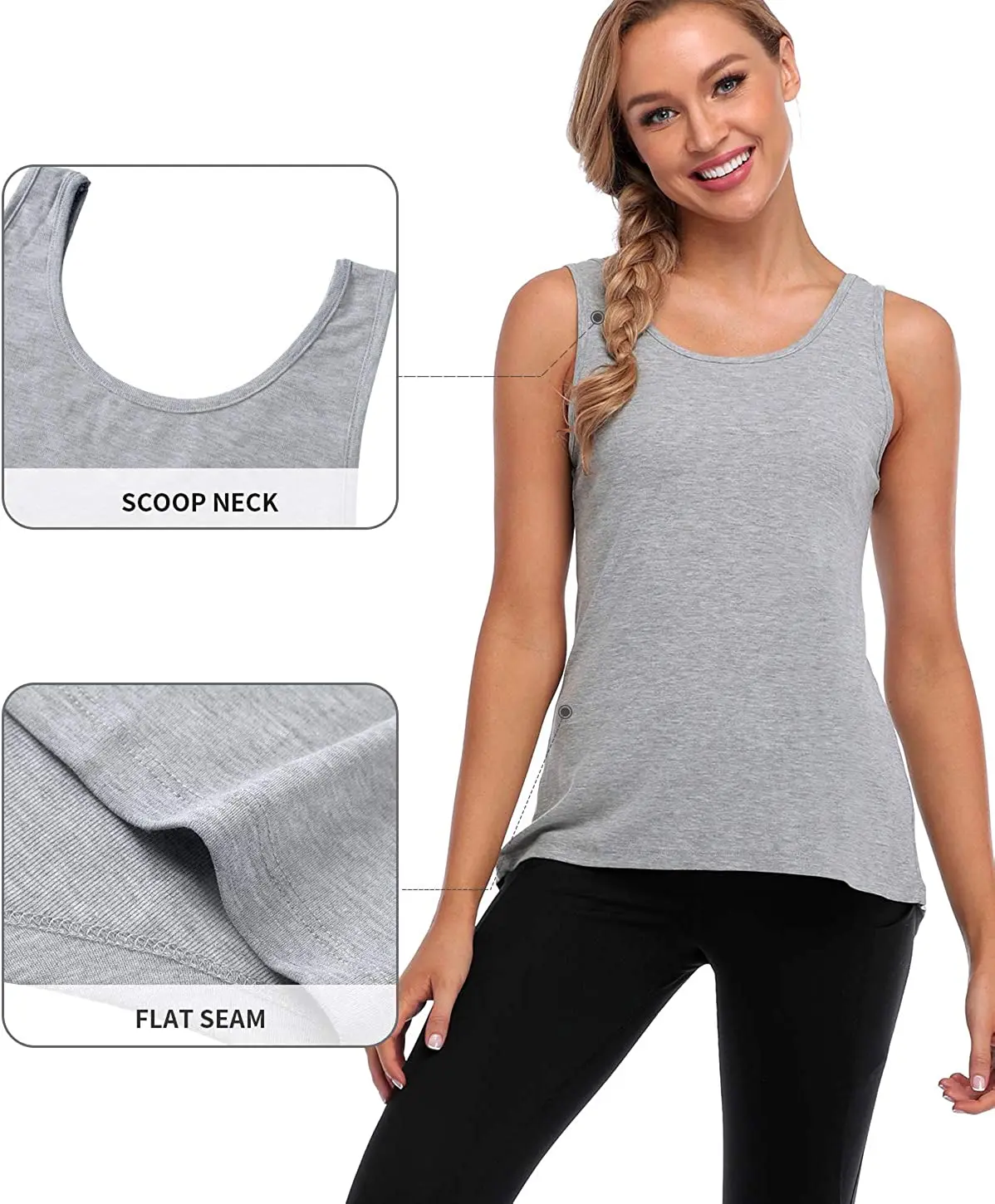 Anfilia frauen Ärmelloses Sport Weste Lauf Weste Scoop Neck Leibchen Krawatte Zurück Aktiven Tank Top Outdoor Schlaf Top