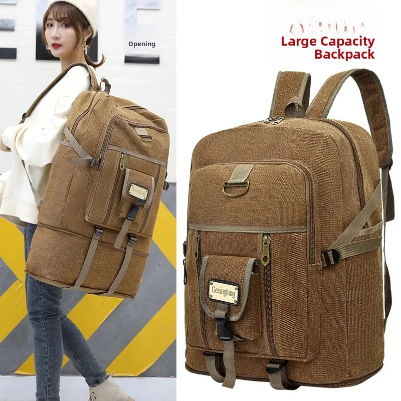 New Thickened Canvas Large Capacity Backpack Double Shoulder Bag for Men And Women Sports Outdoor Climbing Travel Luggage Bag