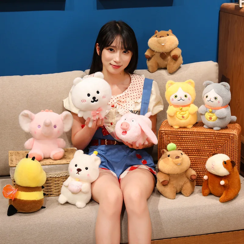 

Кавайная плюшевая кукла из серии животных, торт, медведь, шутка, медведь, счастливый кот, земляник, пчела, летающая свинья, кукла, мягкое животное, плюшевая игрушка, классический подарок