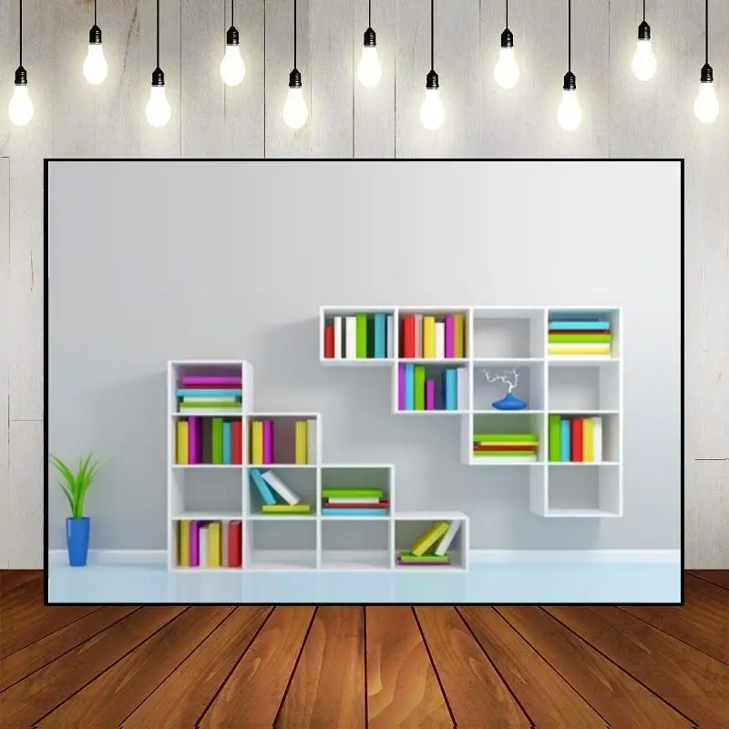 Bookshelf Decoration Photography Backdrops Background Exquisite Photo White Custom Birthday Backdrop Simple Bookcase Office Cozy