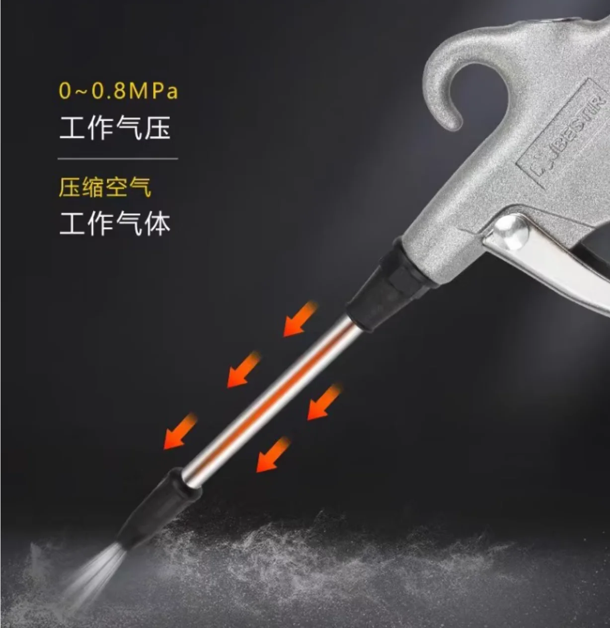 BESTIR tool High pressure and high strength air blower dust blowing gun Hair dryer gun Pneumatic long nozzle dust gun NO.07625